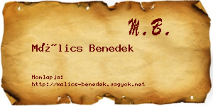Málics Benedek névjegykártya