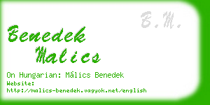benedek malics business card